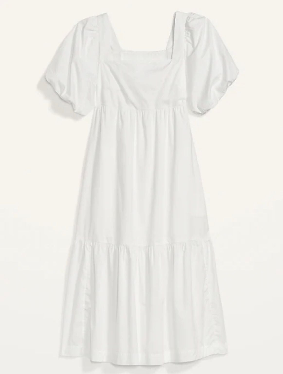 Fit & Flare Puff-Sleeve Cotton-Poplin Smocked All-Day Midi Dress Old Navy Large